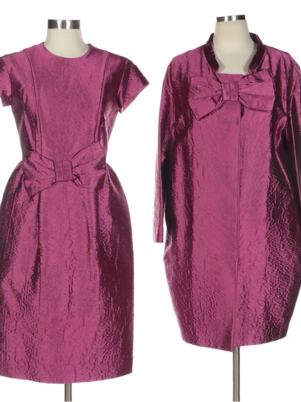 Y2K PRADA Bow Dress and Button-Front Jacket in Crushed Wool-Silk Taffeta SS 2006